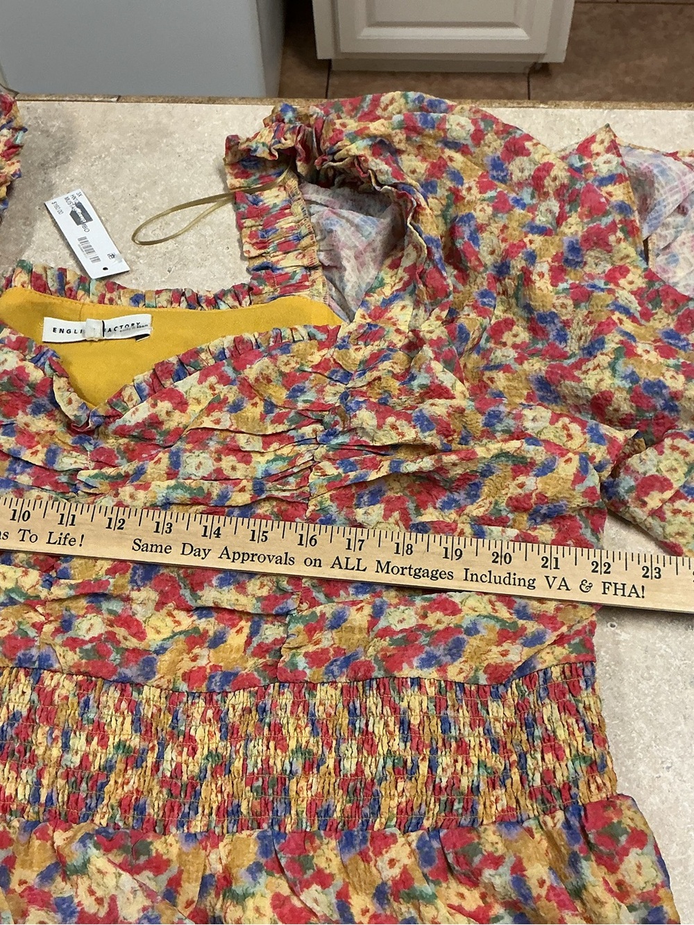 English Factory Plus SZ 3X Floral Smocked Ruffle Tiered Maxi Dress Ruffle Sleeve - Picture 8 of 10